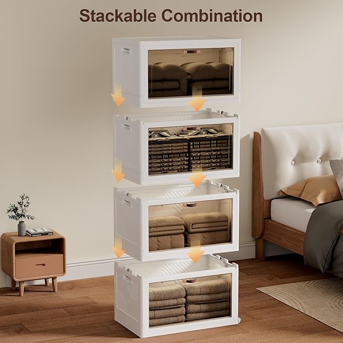 JOYMOOP Closet Organizers and Storage – 348 Qt Collapsible Storage Bins with Lid (5-Tier, 5 x 12.4 Gal) – Perfect for Clothes, Toys & More