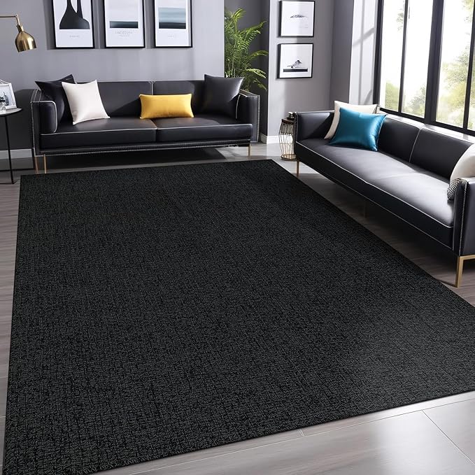 Easy Jute Rugs 4x6 Dark Gray Color Living Room Indoor Outdoor Area Rug for Farmhouse Patio and Kitchen Rug High Traffic Washable Easy to Clean Solid Boho Woven Design Outside Carpet (4 x 6)
