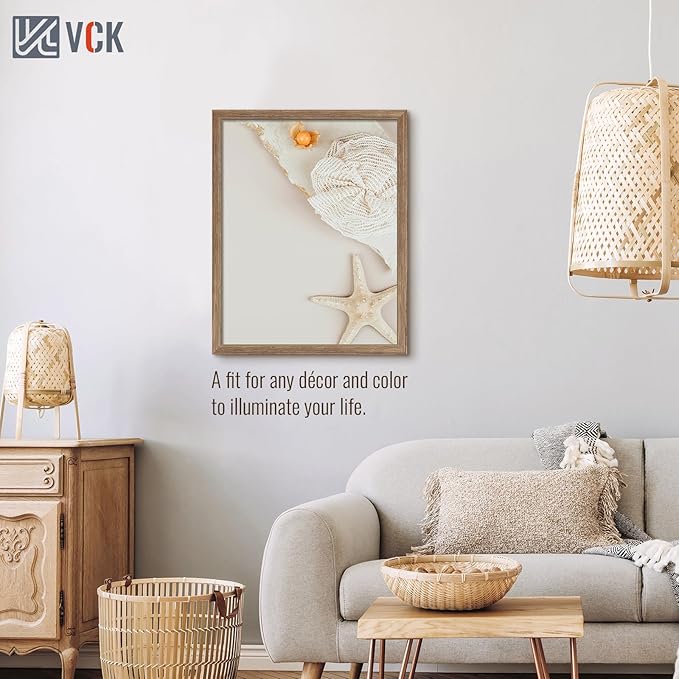 VCK 22x28 Frame 5 Pack - Brown Walnut, Natural Textured Solid Wood Poster Picture Frame, Wall Mounting Hanging