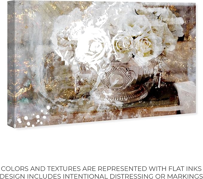 The Oliver Gal Artist Co. Floral Wall Art Canvas Prints 'Serving Roses' Home Décor, 54" x 36", Tan