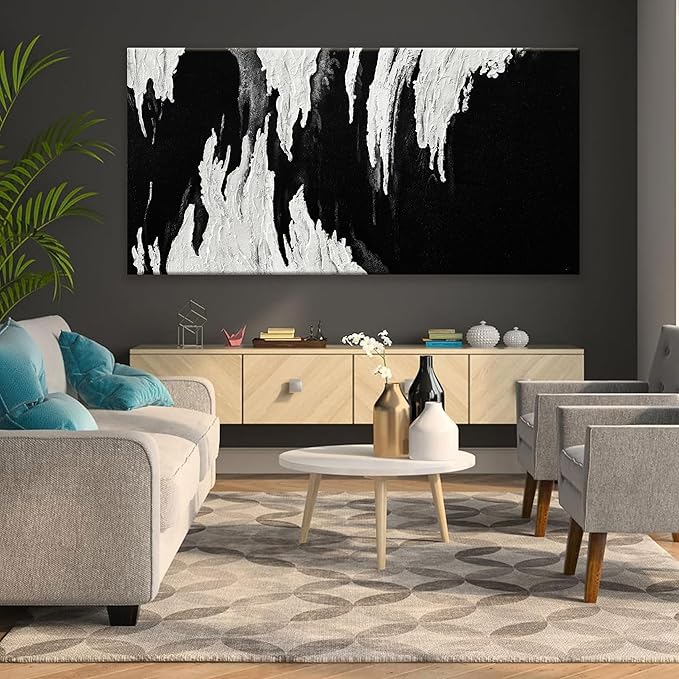 TAIJXAGSG Large Abstract Wall Art Canvas Art Wall Decor Black And White Wall Art Canvas Picture Painting Artwork For Bedroom Dinning Room Canvas Art Modern Home Wall Decor 29 x 58 In