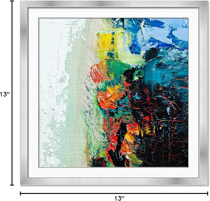 13x13 Frame with Mat - Silver 16x16 Frame Wood Made to Display Print or Poster Measuring 13 x 13 Inches with White Photo Mat