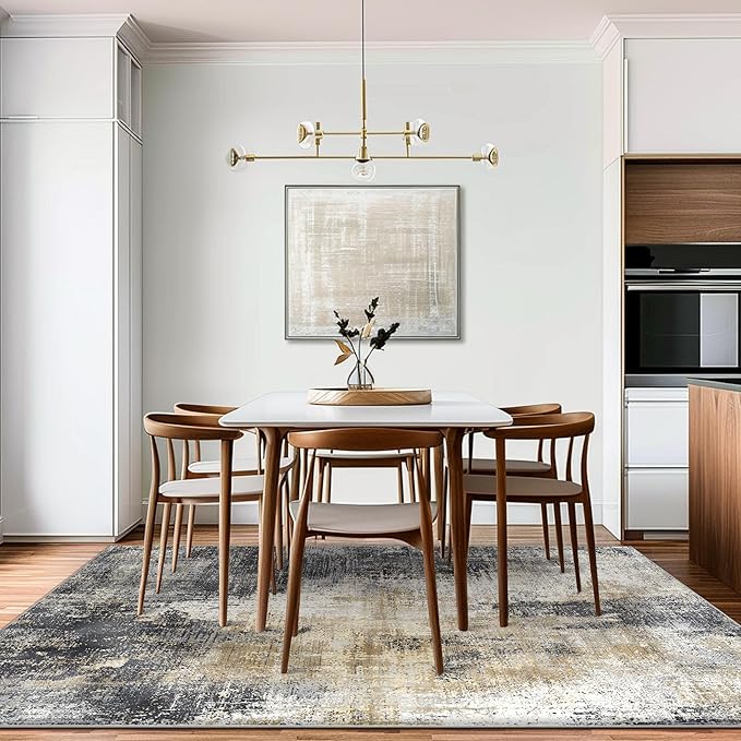 GENIMO Washable Area Rugs for Living Room Bedroom, 8x10 Modern Abstract Non Slip Rug, Low Pile Soft Contemporary Indoor Floor Carpet Cover for Dining Room Kitchen, Livid