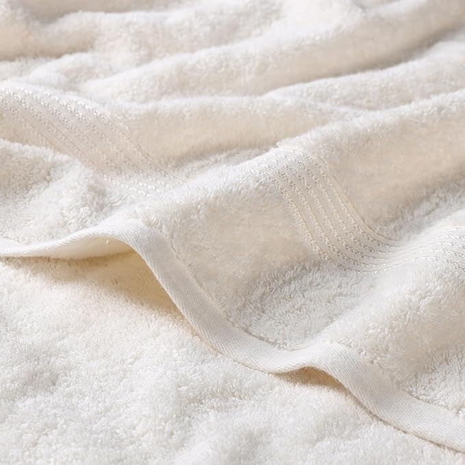 Superior Egyptian Cotton 2-Piece Bath Sheet Towel Set, Oversized Body Towels For Adults And Kids, Large Towel For Bath, Shower, Guest Bathroom, Spa, Gym, Resort, Essentials, Airbnb, Ivory