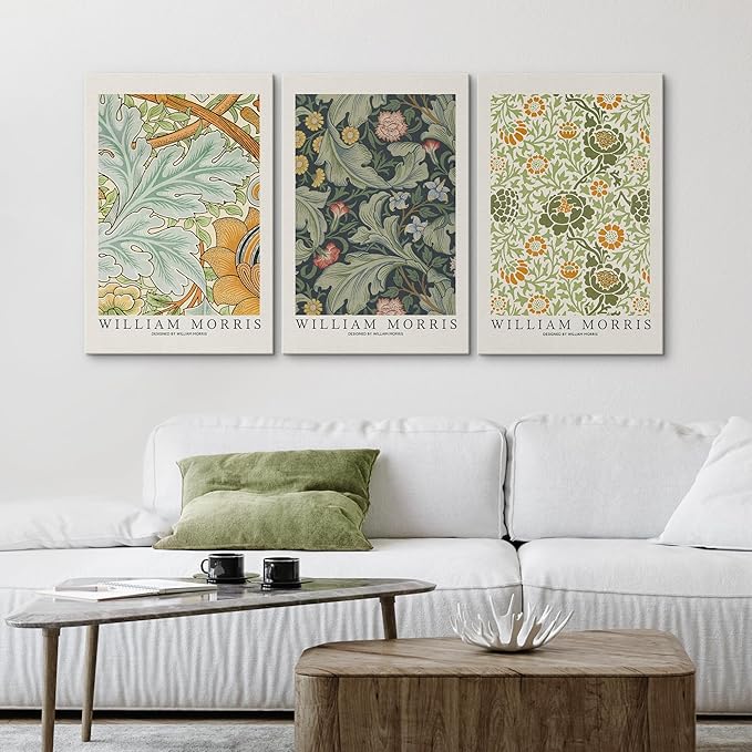 wall26 Canvas Print Wall Art Set William Morris Flower Tapestry Posters Nature Wilderness Illustrations Modern Art Decorative Floral Botanical Minimal Calm/Relax/Cozy for Bedroom - 24"x36" x 3