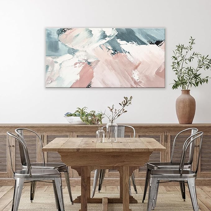 TAIJXAGSG Abstract Wall Art Ready To Hang Home Wall Decor Artwork Pink Wall Art Colorful Canvas Art Wall Decor Prints Painting For Living Room Bedroom Office Apartment Decoration 24"X48"