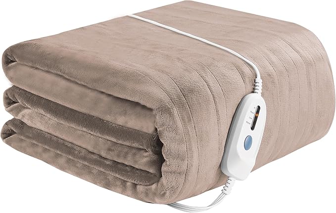 Electric Blanket, Flannel, Weighted, Full Size, 72" x 84", Beige