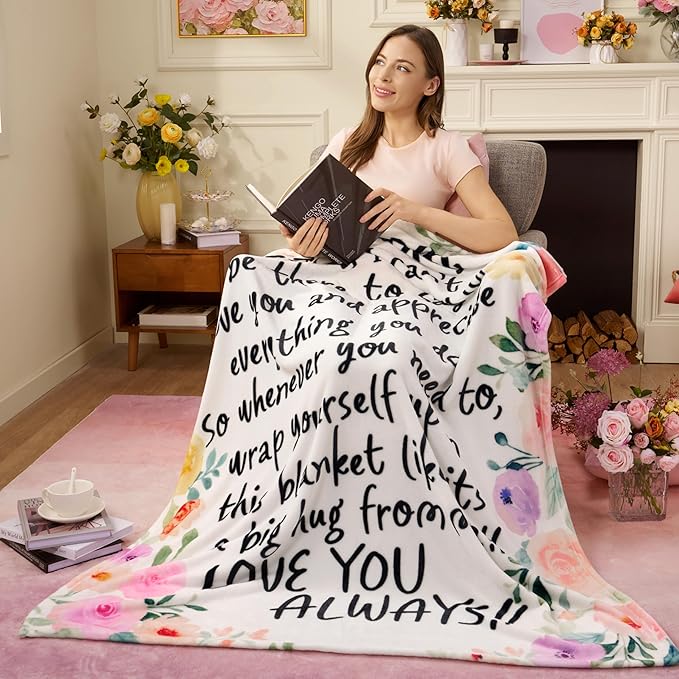 Joiedomi Birthday Gifts for Mom Soft Flannel Mom Blanket for Women Wife Grandma Mothers Day Anniversary Present from Daughter Son 50" x 60" Pink