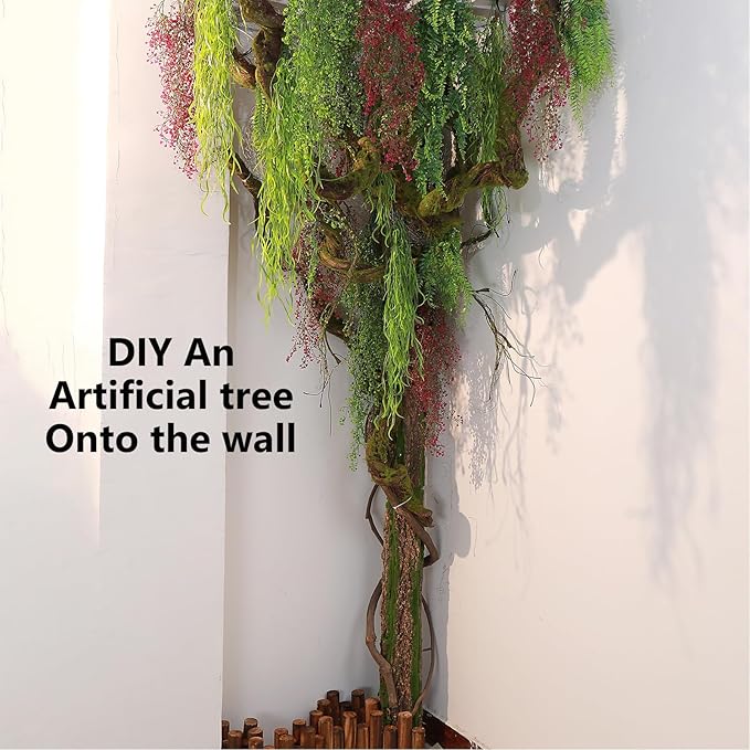 74.8" Large Fake Cherry Blossom Tree Artificial Branches Vine Room Door Wall Ceiling Hanging Plants Twigs Rattan Thick Trunk for Garden Wedding X'Mas Halloween Outdoor Jungle Decoration