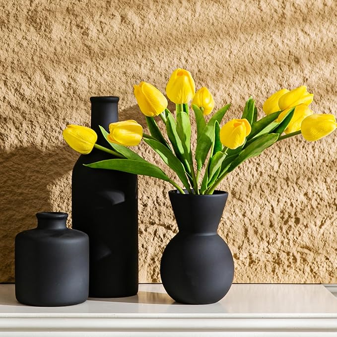Ceramic Flower Vase Without Dried Fake Flowers, Centerpiece vases for Table, Modern Vases for Home Decor- 3 Pcs