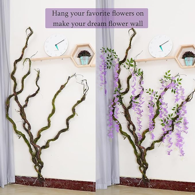 70.86" Artificial Tree Branches Reptile Vines Twigs Fake Tree Trunk Liana for Cherry Blossom Flowers Wall Hanging Grapevine Garland Wedding Garden Christmas Halloween Outdoor Decoration