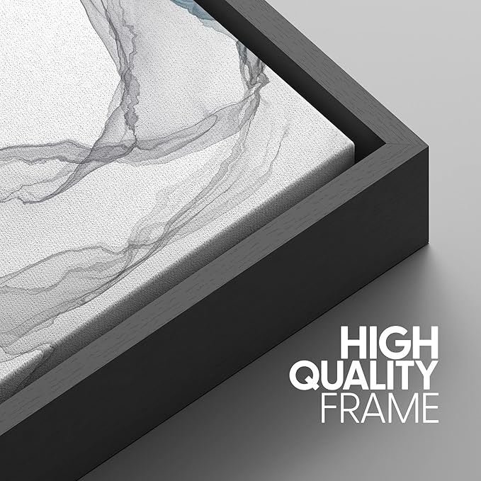 SIGNWIN Framed Canvas Print Wall Art Set Blue Gray Smoke Wave Landscape Abstract Shapes Illustrations Modern Art Decorative Contemporary Colorful for Living Room, Bedroom, Office - 16"x24"x3 Black
