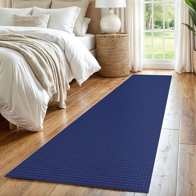 IOHOUZE Washable Runner Rug 2x8 Non Slip Hallway Runner Entryway Runner Indoor, Kitchen Rugs Woven Cotton Floor Carpet for Kitchen Hall Entrance Bedroom, Royal Blue/Navy