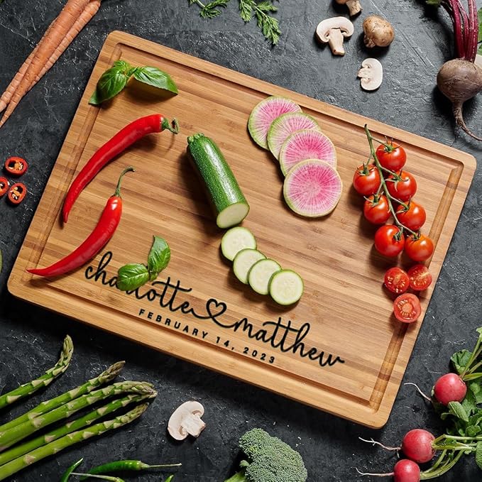 Personalized Wood Engraved Cutting Board - Valentines Day Gifts for Her - Unique Present for Wedding, Anniversary, Housewarming, Birthday, Holiday, or Romantic Gift Idea for Friends, Family, Mom, Dad