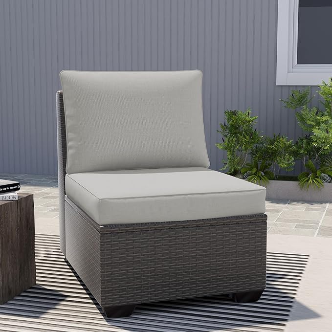 UIXE Outdoor Deep Seat Cushion Set with Slipcovers, Patio Furniture Cushions & Back Pillow, Water-Resistant Outdoor Cushion Cover Backyard Sectional Sofa Cushions for Bistro Chair - Beige