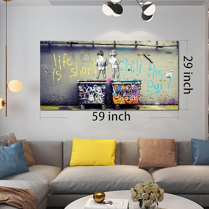 Graffiti Wall-Art - Large Abstract Art Wall Decor - Canvas Wall Art for Living Room Ready to Hang Size 59" x 29"