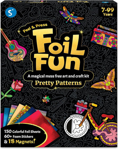 Skillmatics Foil Fun - Pretty Patterns, 18 DIY Magnets Mess-Free Art, Colorful Creative Party Activity, Craft Kits, 60+ Foam Stickers, Gifts for Kids, Teens, Adults, Families