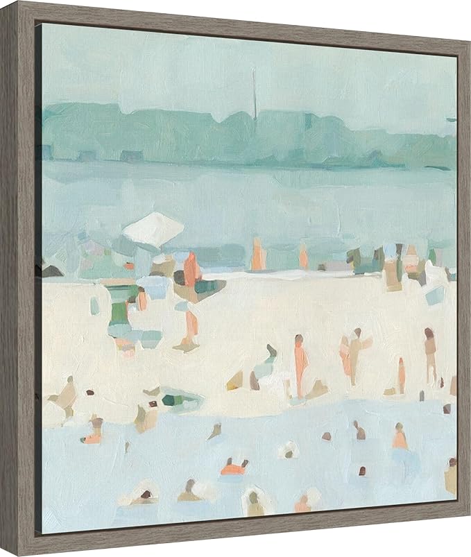 Amanti Art Framed Canvas Wall Art 16x16 Sea Glass Sandbar I by Emma Scarvey, Framed Wall Art Canvas, Abstract Artwork, Country Rustic Decor, Small Poster Painting for Living Room, Bedroom, Bathroom,