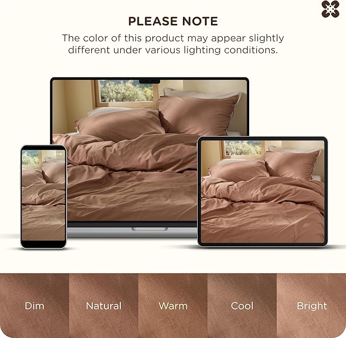 Bedsure Cotton Duvet Cover Full - Luxury Slub Weave 100% Cotton Duvet Cover Set with a Linen Like Textured, Easy Change Durable Bedding Set 3 Pieces, Mocha Mousse, 80" x 90"