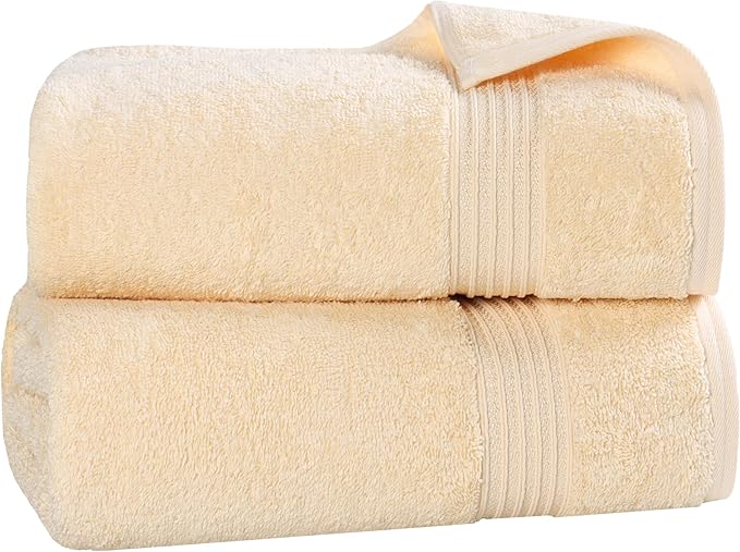 Superior Egyptian Cotton 2-Piece Bath Sheet Towel Set, Oversized Body Towels For Adults And Kids, Large Towel For Bath, Shower, Guest Bathroom, Spa, Gym, Resort, Essentials, Airbnb, Canary