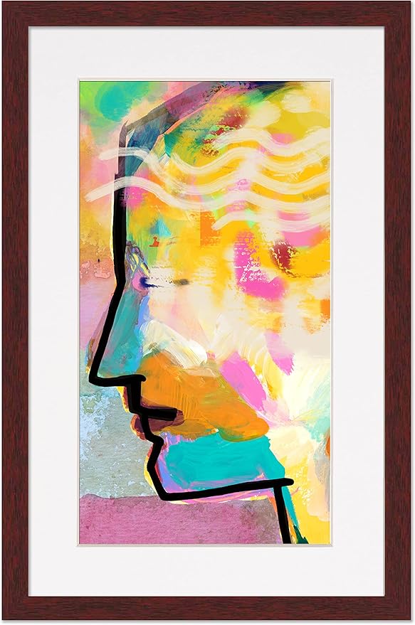 12x17 Frame with Mat - Brown 14x19 Frame Wood Made to Display Print or Poster Measuring 12 x 17 Inches with White Photo Mat