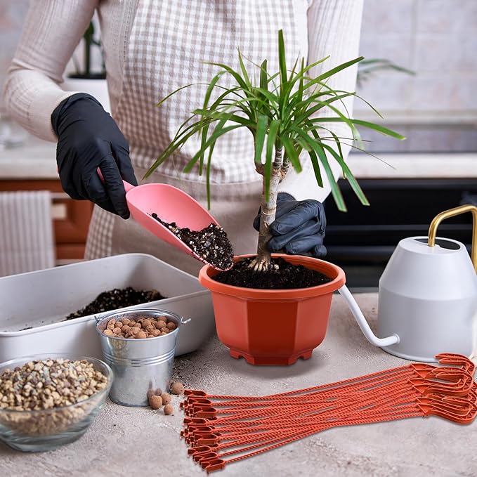 Roshtia 50 Pcs Plastic Hanging Plant Pots with Hooks Flower Pots Baskets Outdoor Hanging Nursery Planter Holder for Home Garden Balcony Porch(Brown,5.9 inch)