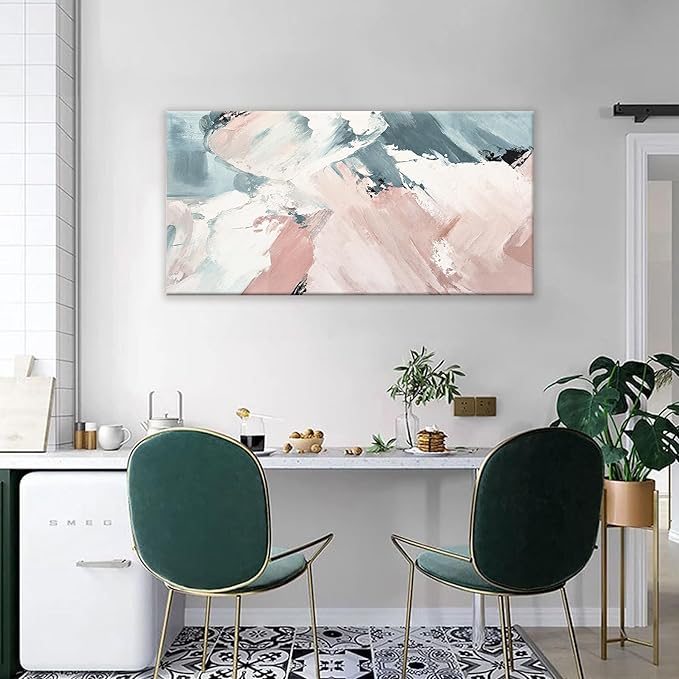TAIJXAGSG Abstract Wall Art Ready To Hang Home Wall Decor Artwork Pink Wall Art Colorful Canvas Art Wall Decor Prints Painting For Living Room Bedroom Office Apartment Decoration 24"X48"