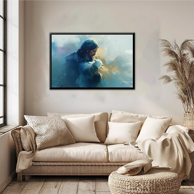 Christian Wall Art Print, Religious Scripture Biblical Decor, Faith-Based Inspirational Landscape with Cross, Digital Printed Canvas Poster for Church, Home Chapel, Prayer Room Decor