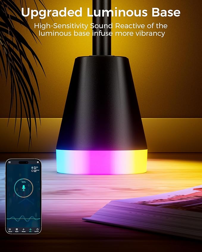Smart RGB Corner Floor Lamp, 60 Inch 172 LEDs Bright Standing Lamps for Bedroom with APP and Remote, Modern Floor Lamp with Music Sync and 16 Million Colors Changing Ambient Lighting for Living Room