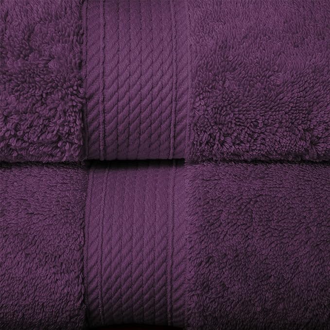 BLUENILEMILLS Premium Towel Collection, Egyptian Cotton Towels for Shower and Bathroom Assorted 6-Piece Towel Set, 30" x 55", 20" x 30", 13" x 13", Plum by Blue Nile Mills