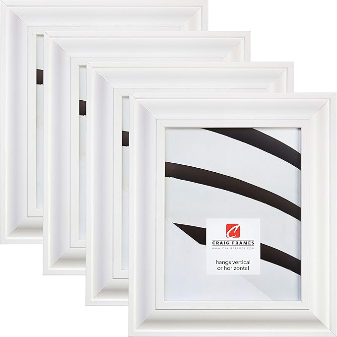 Craig Frames 21834812 5 x 7 Inch Picture Frame, Contemporary Upscale White, Set of 4