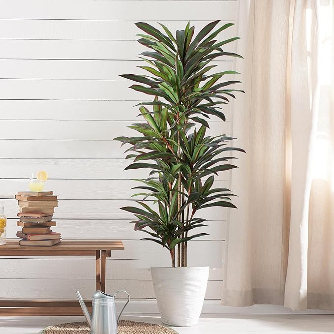 Dracaena Artificial Plant 6ft Red Yucca Silk Tree Faux Plants Indoor Tall Fake House Floor Plants Realistic Artificial Trees for Home Office Decor Indoor Outdoor Housewarming Gift
