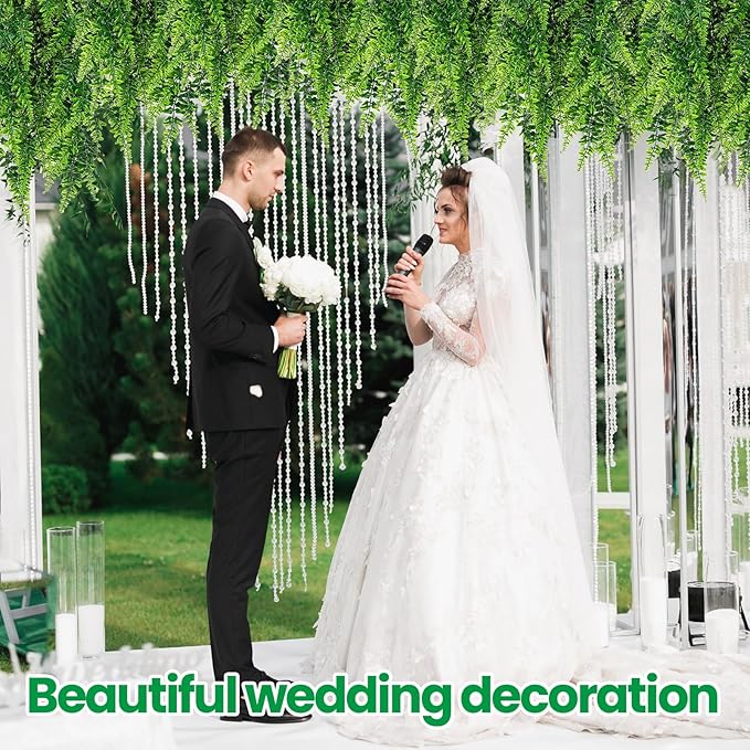 Geosar 20 Pcs Artificial Hanging Plants 32 Inch Hanging Boston Ferns Plastic Fake Plants for Wall Room Garden Wedding Garland Indoor Outdoor Decoration, No Basket