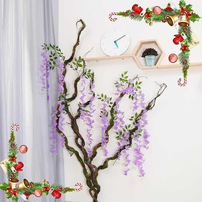 70.86" Artificial Tree Branches Reptile Vines Twigs Fake Tree Trunk Liana for Cherry Blossom Flowers Wall Hanging Grapevine Garland Wedding Garden Christmas Halloween Outdoor Decoration