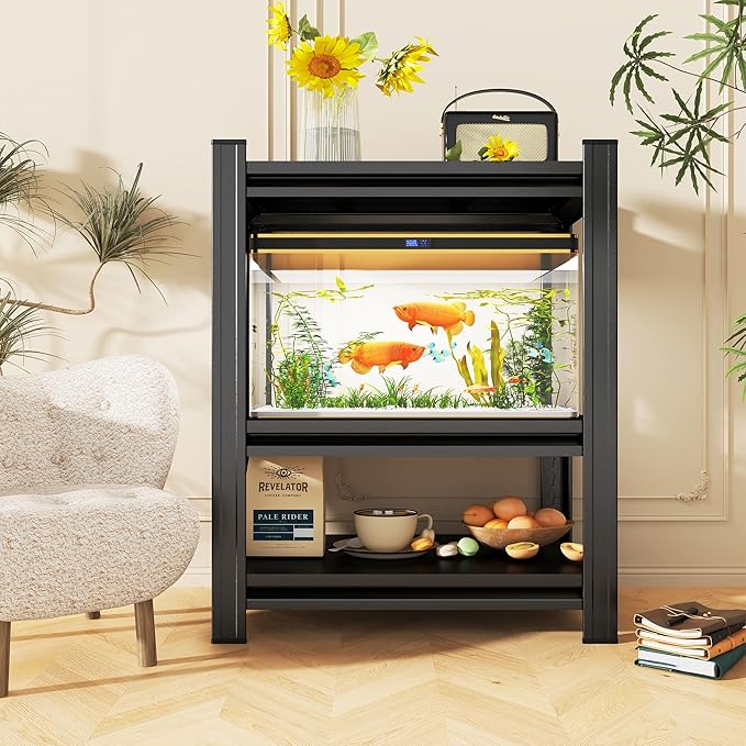 3 Tier Shelf Small Bookshelf 20 Inch Width Free Standing Shelf Adjustable Shelf Unit For Small Spaces Industrial Metal Book Shelves for Home, Office, Living Room,Kitchen,31.5''Hx20''Wx13.7''D,Black