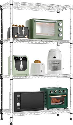 1000 lbs 4 Tier Shelf Metal Storage Shelves Wire Rack Closet Organizers for Garage Kitchen Bathroom Laundry Chrome 11.8" D x 25.6" W x 45.5" H