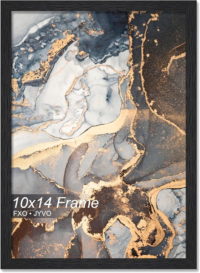 Engineered Wood 10x14 Picture Frame, Black Frame for 10 x 14 Inch Picture Poster Photo, Light Weight 10 by 14 Frame with Wood-grain for Wall - 1 Pack/Black/10 x14