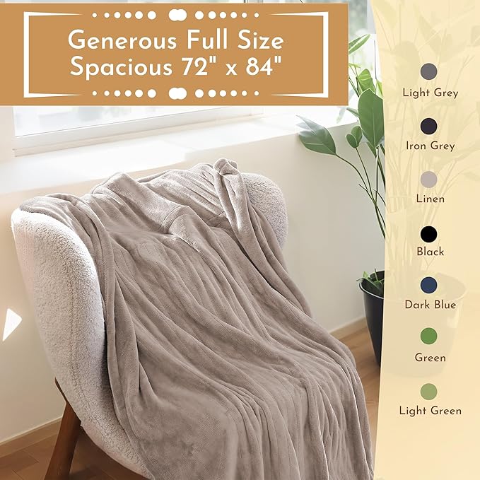 Electric Heated Blanket Microplush Cover Blanket, Full Size 72"x84" with 4 Heat Settings & 10 Hours Auto Off, Cozy & Warm for All Night, Machine Washable, Linen