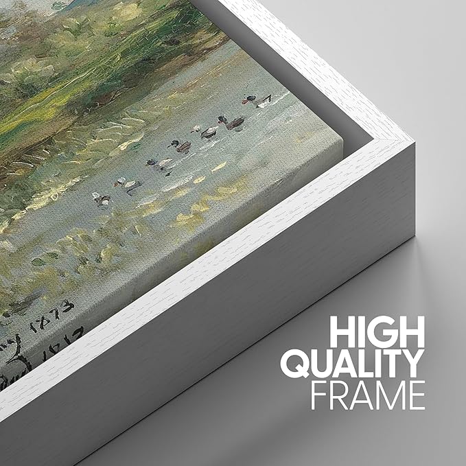 SIGNWIN Framed Canvas Print Wall Art Set Tranquil River Reflections Classic Nature Illustrations Modern Art Decorative Rustic Calm/Zen for Living Room, Bedroom, Office - 24"x36"x3 White