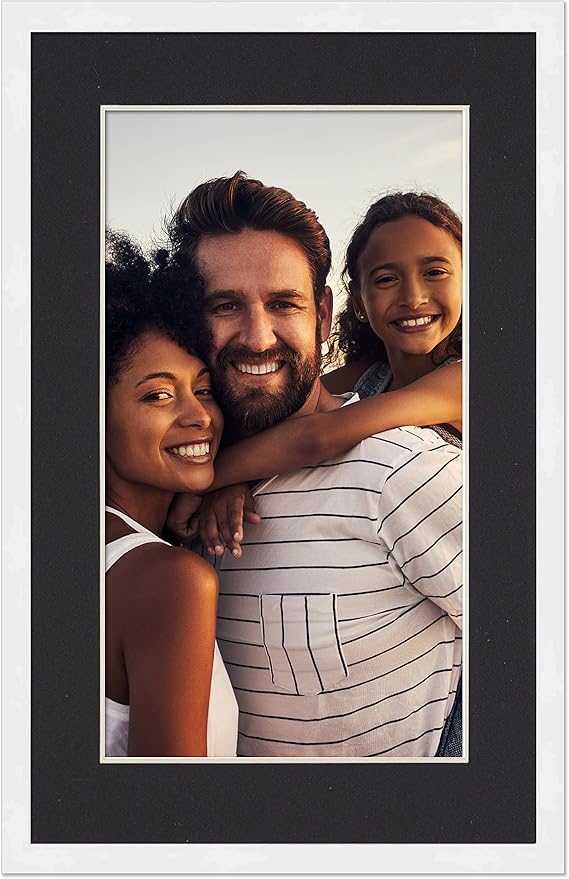 11.5x17 Frame with Mat - White 14x19 Frame Wood Made to Display Print or Poster Measuring 11.5 x 17 Inches with Black Photo Mat