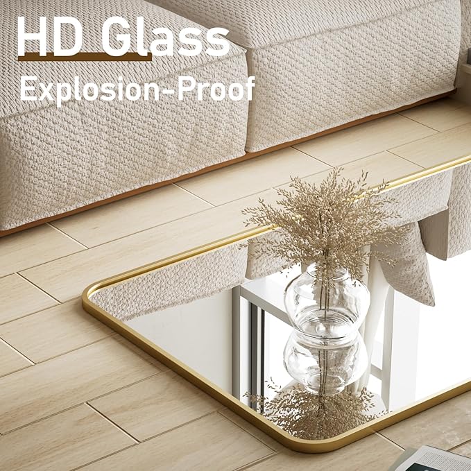 BEAUTYPEAK Gold Full Length Mirror, 65"x24" Rounded Corner Floor Mirror Standing Hanging or Leaning Against Wall, Suitable for Bedroom or Dressing Room