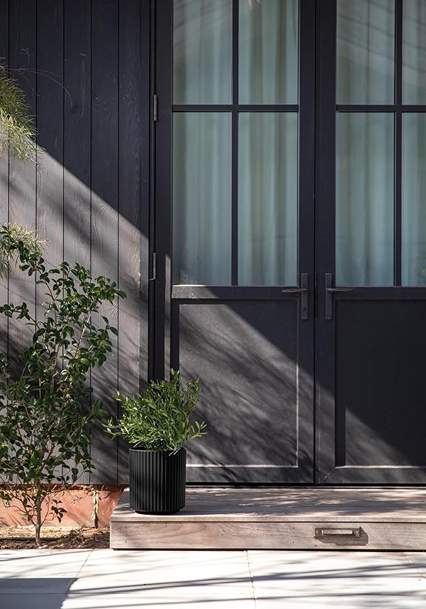 Veradek Demi Series Round Planter for Porch, Patio, Backyard | Durable Plastic-Stone Composite Material | Modern Décor for Tall Plants, Flowers