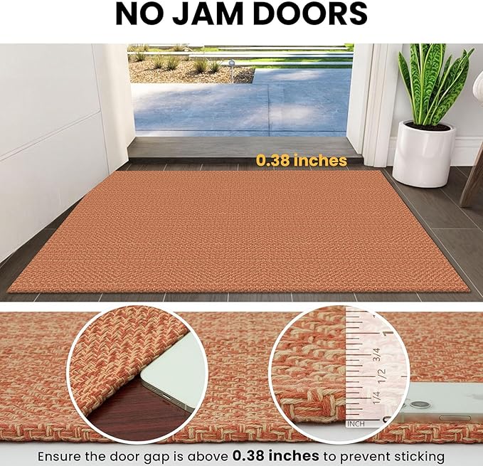 IOHOUZE Washable Runner Rug 2x6 Non Slip Runners for Hallways Entryway Runner Indoor, Kitchen Rugs Woven Cotton Floor Carpet for Kitchen Hall Entrance Bedroom, Rustic Orange