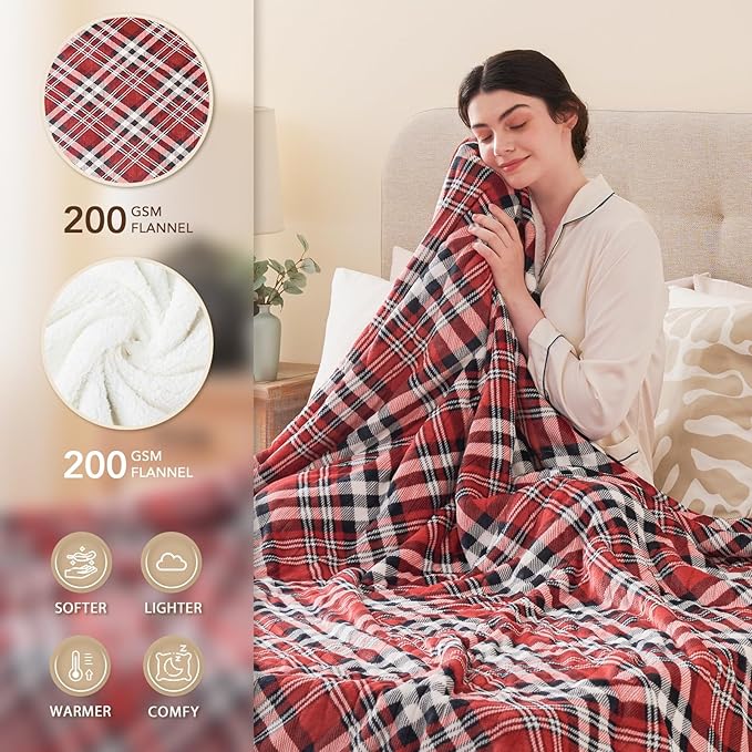 Homemate Electric Blanket Heated King Size - 100“x90“ Ultra Soft Cozy Flannel Heating Blanket with 10 Fast Heat Levels 8 Hours Auto Off Over-Heated Protection ETL Certification Keep Warm in Home
