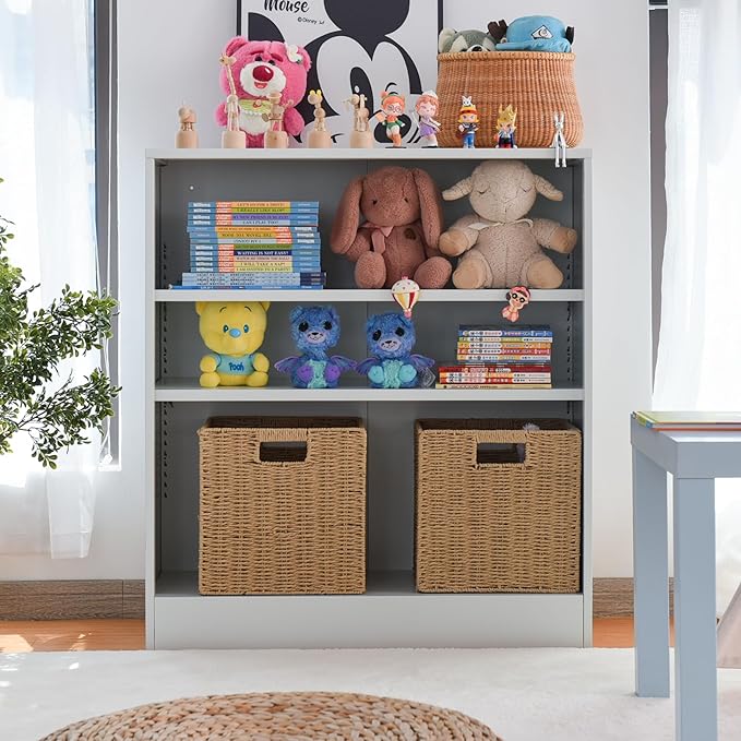 5 Tier Metal Curio Cabinets, Modern Bookshelf Cabinet with 4 Adjustable Shelves, Cabinet Display Case for Home Office, Living Room, Pantry (Black) (White, 31.5" W-0 Door)