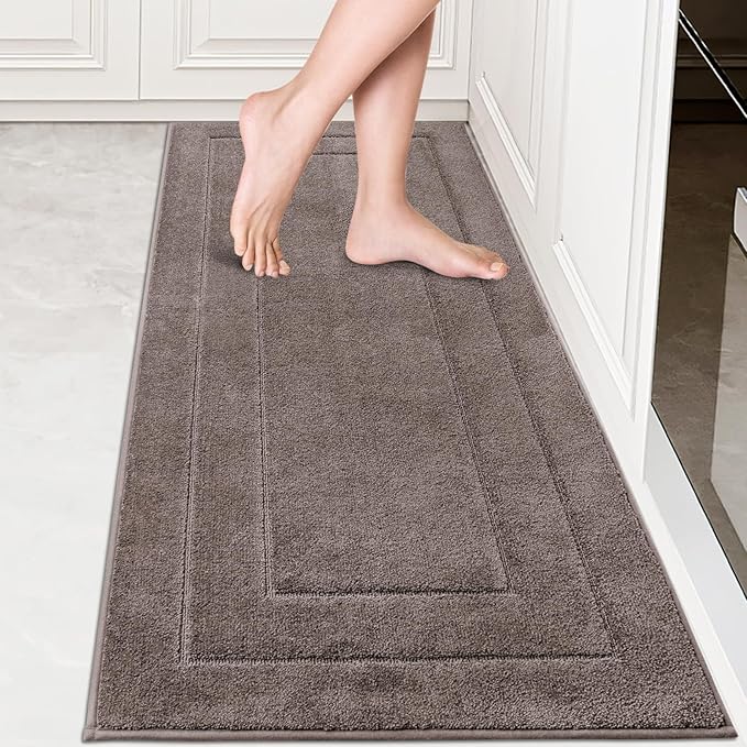 PURRUGS Machine Washable Kitchen Rug 24" x 59", Non-Slip/Skid Hallway Runner Rug, Super Absorbent Soft Area Rug for Kitchen, Hallway & Laundry, Grayish Brown