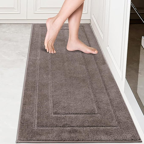 PURRUGS Machine Washable Kitchen Rug 24" x 59", Non-Slip/Skid Hallway Runner Rug, Super Absorbent Soft Area Rug for Kitchen, Hallway & Laundry, Grayish Brown