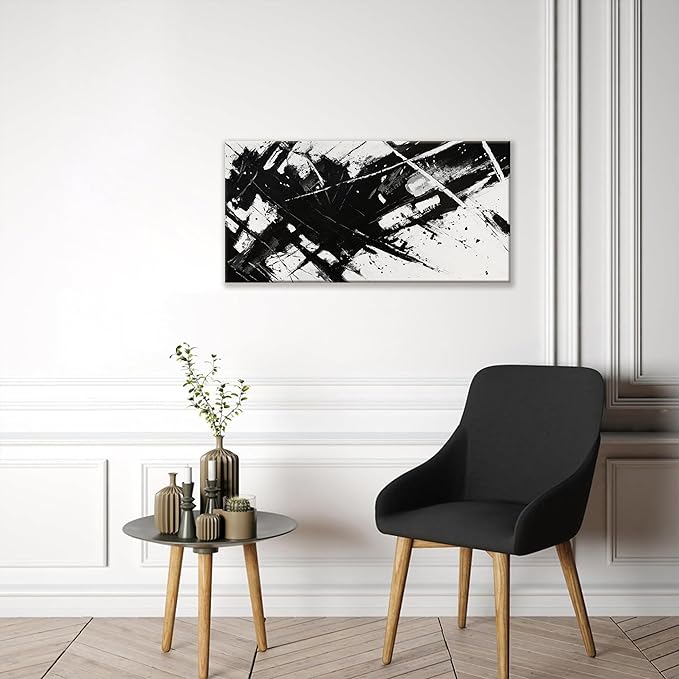 TAIJXAGSG Abstract Wall Art Ready To Hang Canvas Art Wall Decor Modern Paintings Black And White Wall Art Prints Canvas Painting For Bathroom Wall Decor Bedroom Office20 X 40"