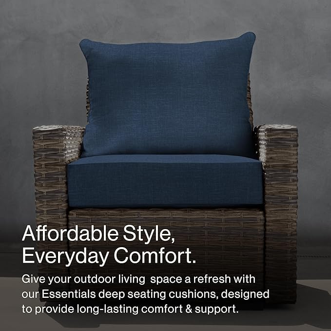 Honeycomb Outdoor Essentials Deep Seat, 24 x 24, Hampton Texture Navy Chair Cushion for Patio Furniture