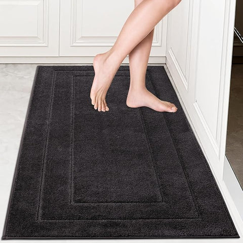 PURRUGS Machine Washable Kitchen Rug 32" x 47", Non-Slip/Skid Kitchen Runner Rugs & Floor Mats, Super Absorbent Soft Standing Mats for Kitchen, Sink & Laundry, Charcoal